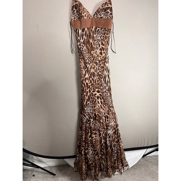Mia Paluzzi Maxi Dress Leopard Print Sz 4 Y2K 2000s Formal Party Cocktail - Picture 14 of 15